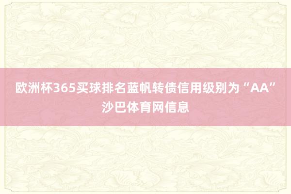 欧洲杯365买球排名蓝帆转债信用级别为“AA”沙巴体育网信息