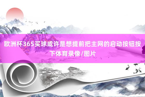 欧洲杯365买球或许是想提前把主网的启动按钮按下体育录像/图片