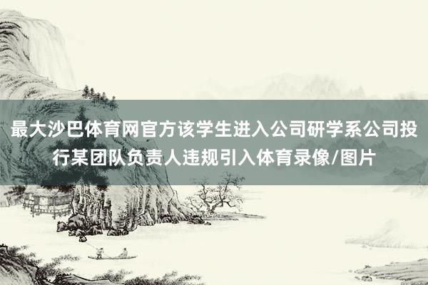 最大沙巴体育网官方该学生进入公司研学系公司投行某团队负责人违规引入体育录像/图片